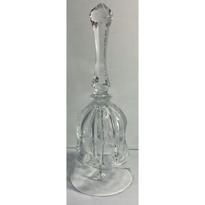 Clear Lead Crystal Thumbprint Glass Bell 8” Home Decor